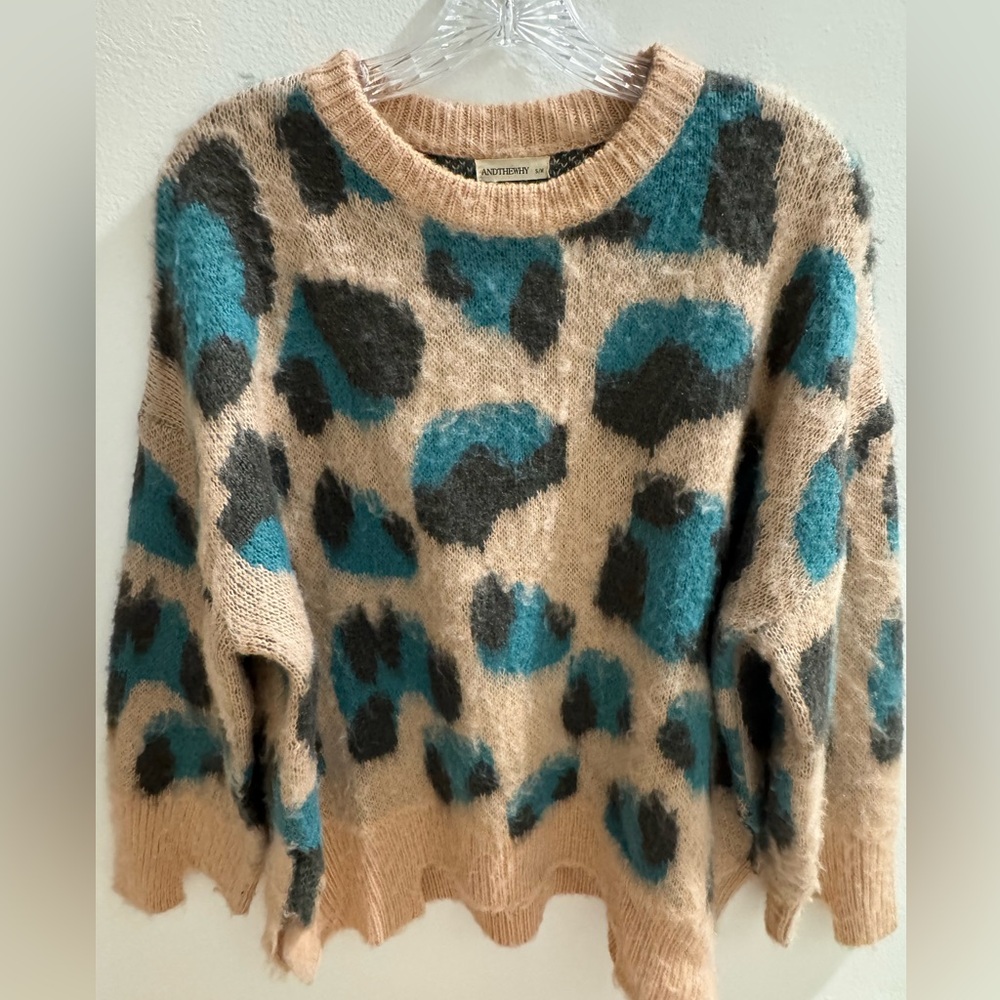 Boutique Leopard Print Sweater by ANDTHEWHY
Blush, Teal & Grey